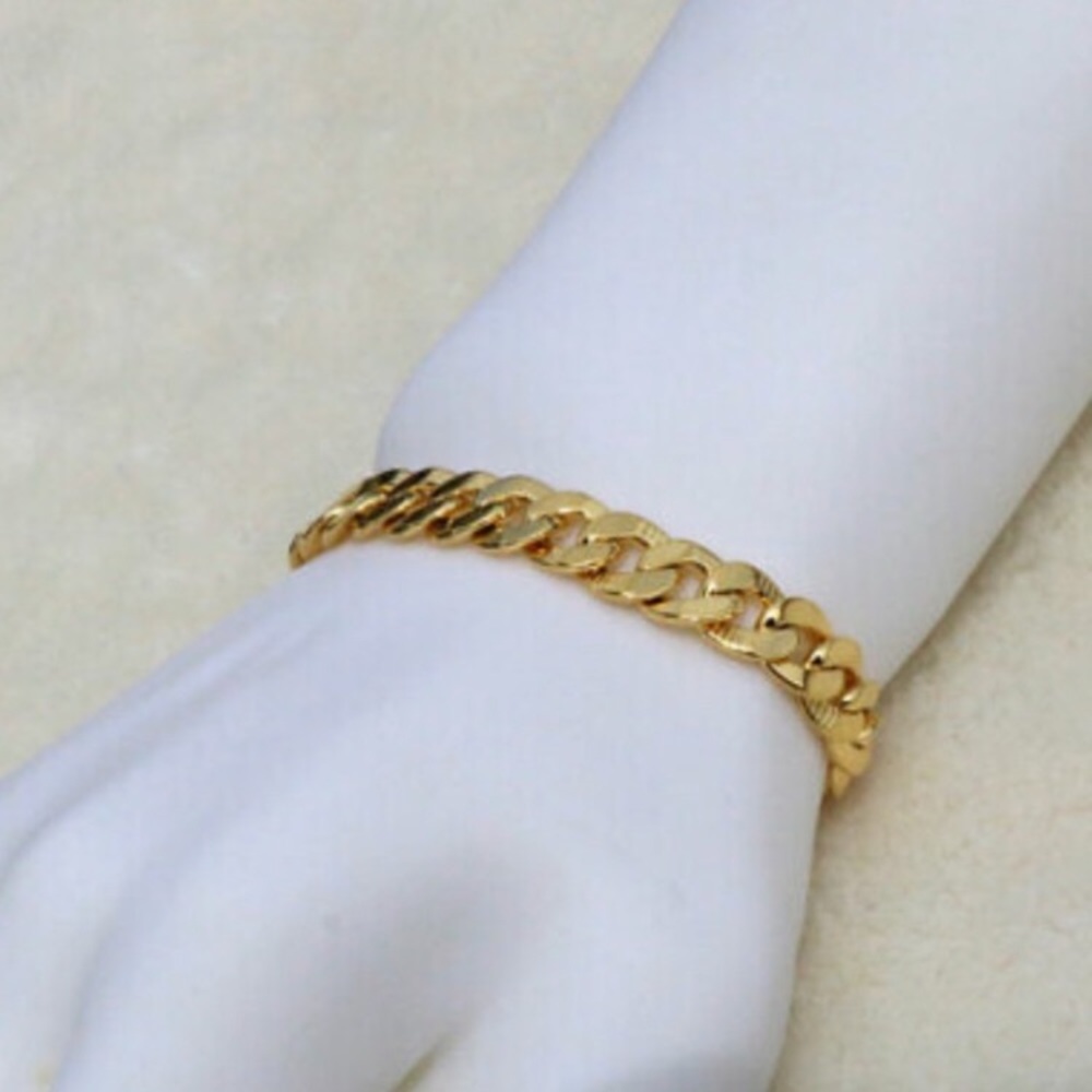 24K Solid Gold GF Italy Cuban Link Bracelet
